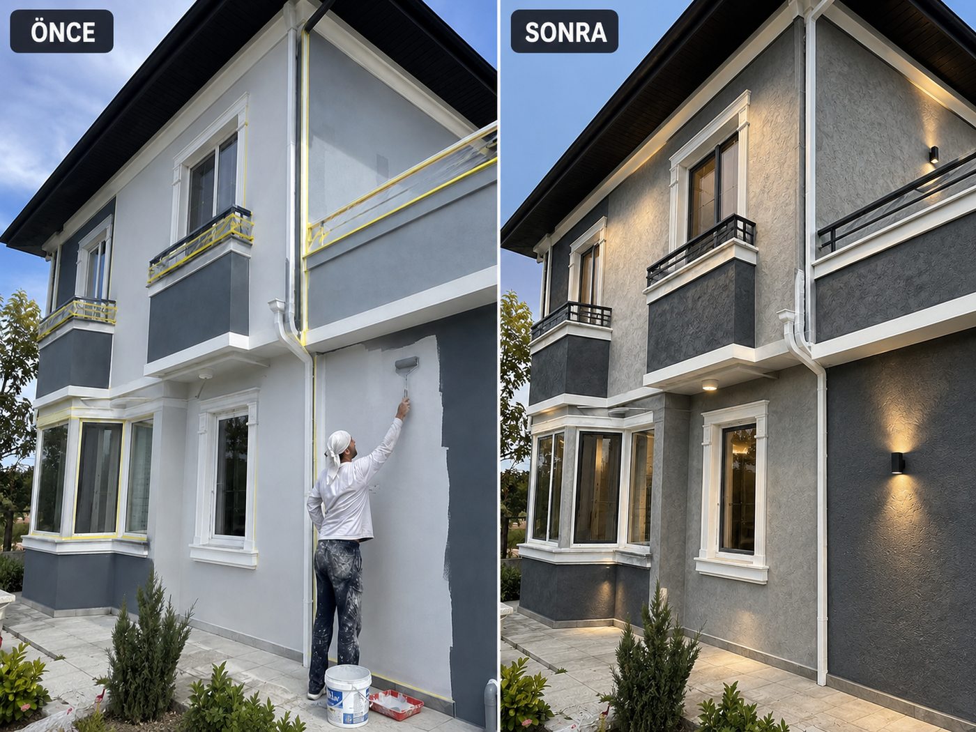 Korutürk dış cephe boya öncesi ve sonrası