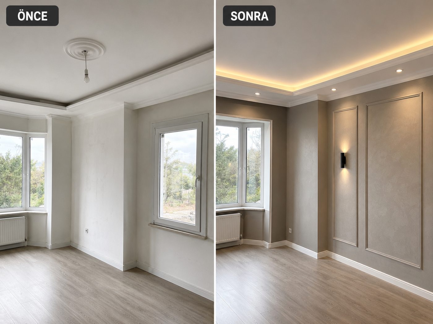 Korutürk iç cephe boya öncesi ve sonrası